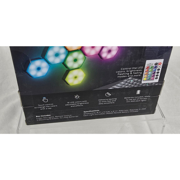 Merkury Hex-Glow Multi-Color Touch Activated Hex lights w/ Remote Control 5 pk - Picture 10 of 11